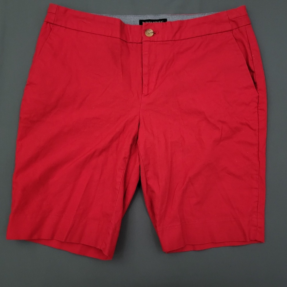 Banana Republic Hampton Fit Red Chino Shorts Womens Size 6 Cotton Stretch 9 Inch